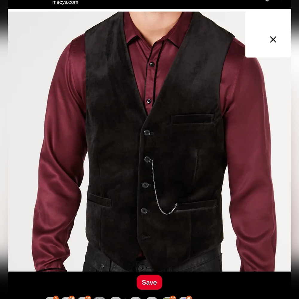 INC International Concepts Black Velvet Vest